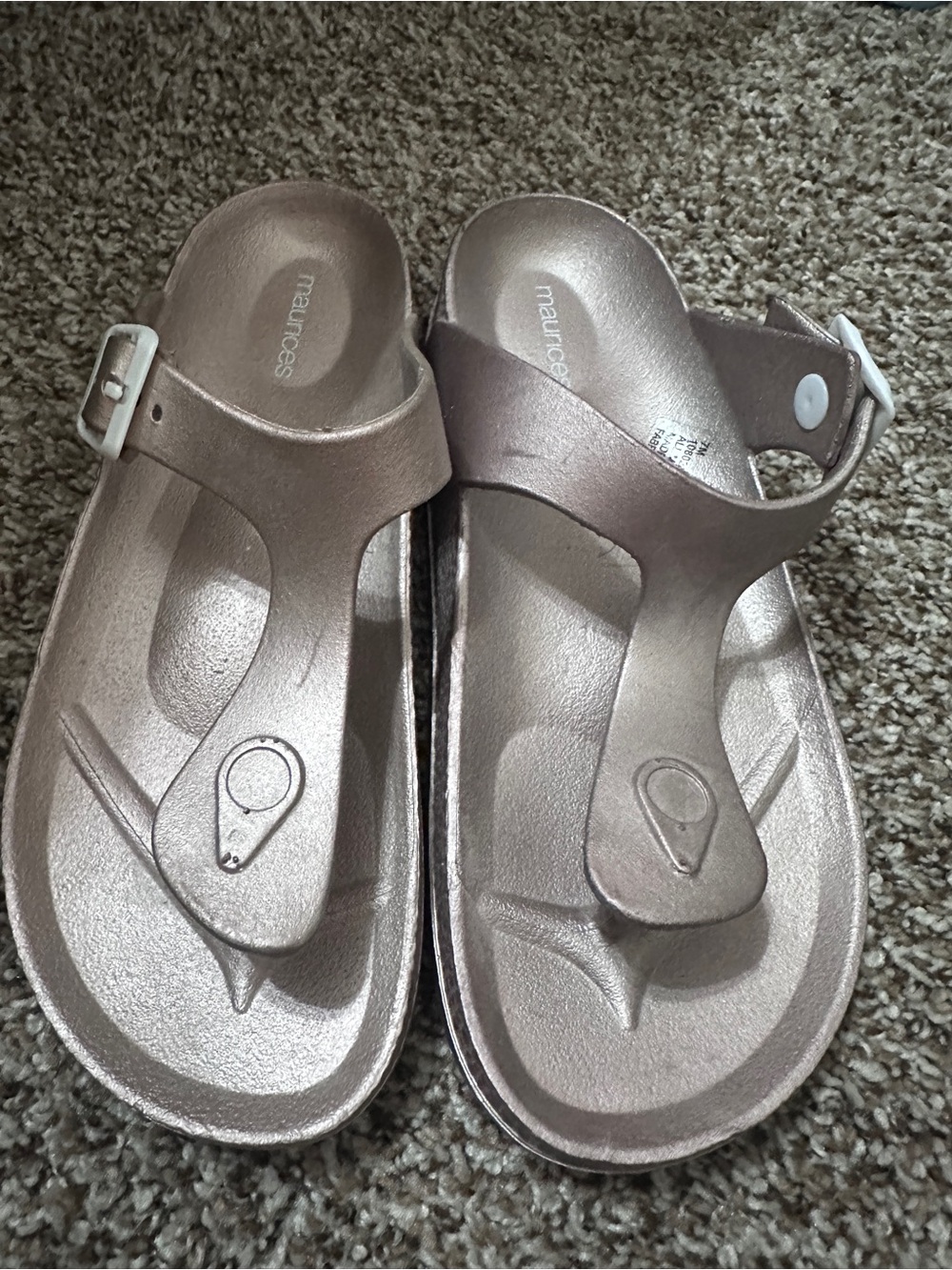 Maurices Metallic Rose Gold Thong Sandals